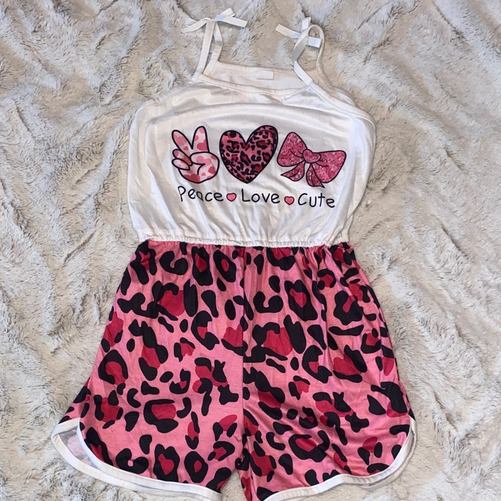 Kids Pink Leopard Print Romper